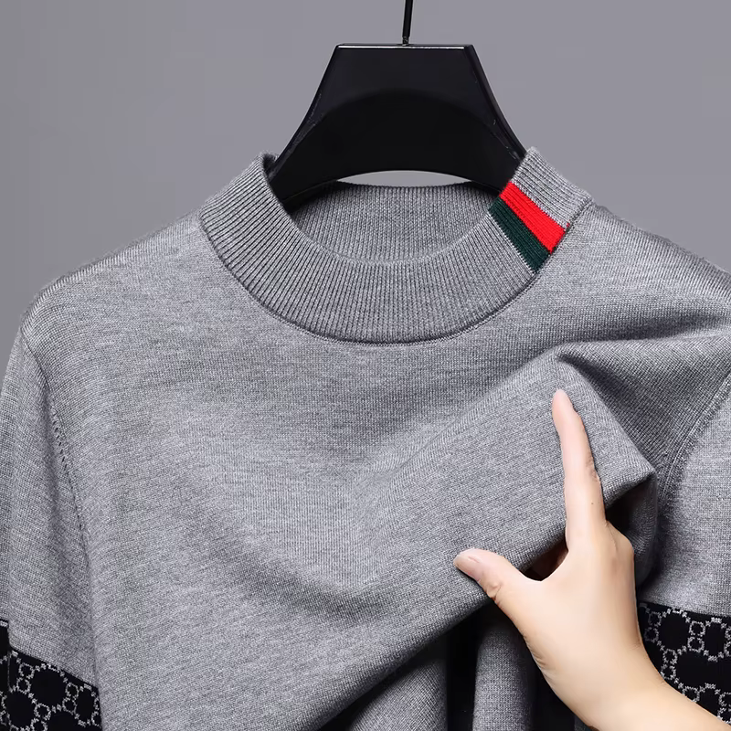 Fashion personnalité jacquard tricot pull luxe marque designer nouveau décontracté doux léger confort hommes col rond Hauts