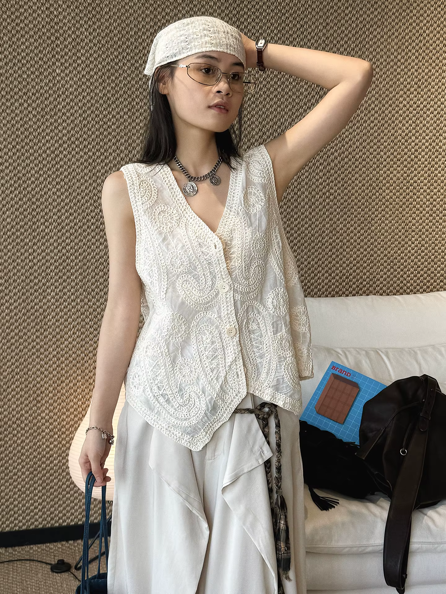 Nouvelle collection été : Gilet brodé style bohème français
