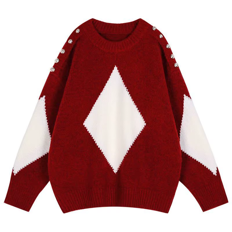 Pull ample rouge de noël pour femmes