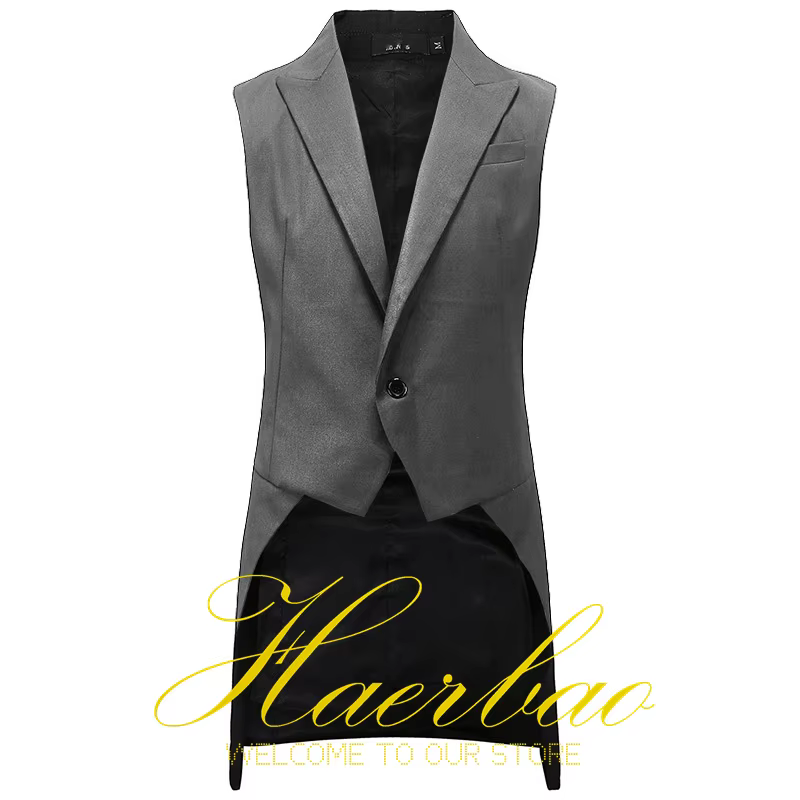 Gilet de costume pour hommes, veste longue sans manches, vêtements de fête formels, gilet de marié, coupe cintrée