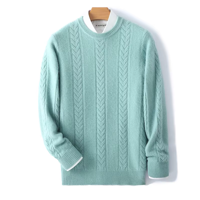 Pull en laine mérinos pour homme, col rond, épais, doux, chaud, décontracté, couleur unie, tricoté, nouvelle collection automne hiver 100%