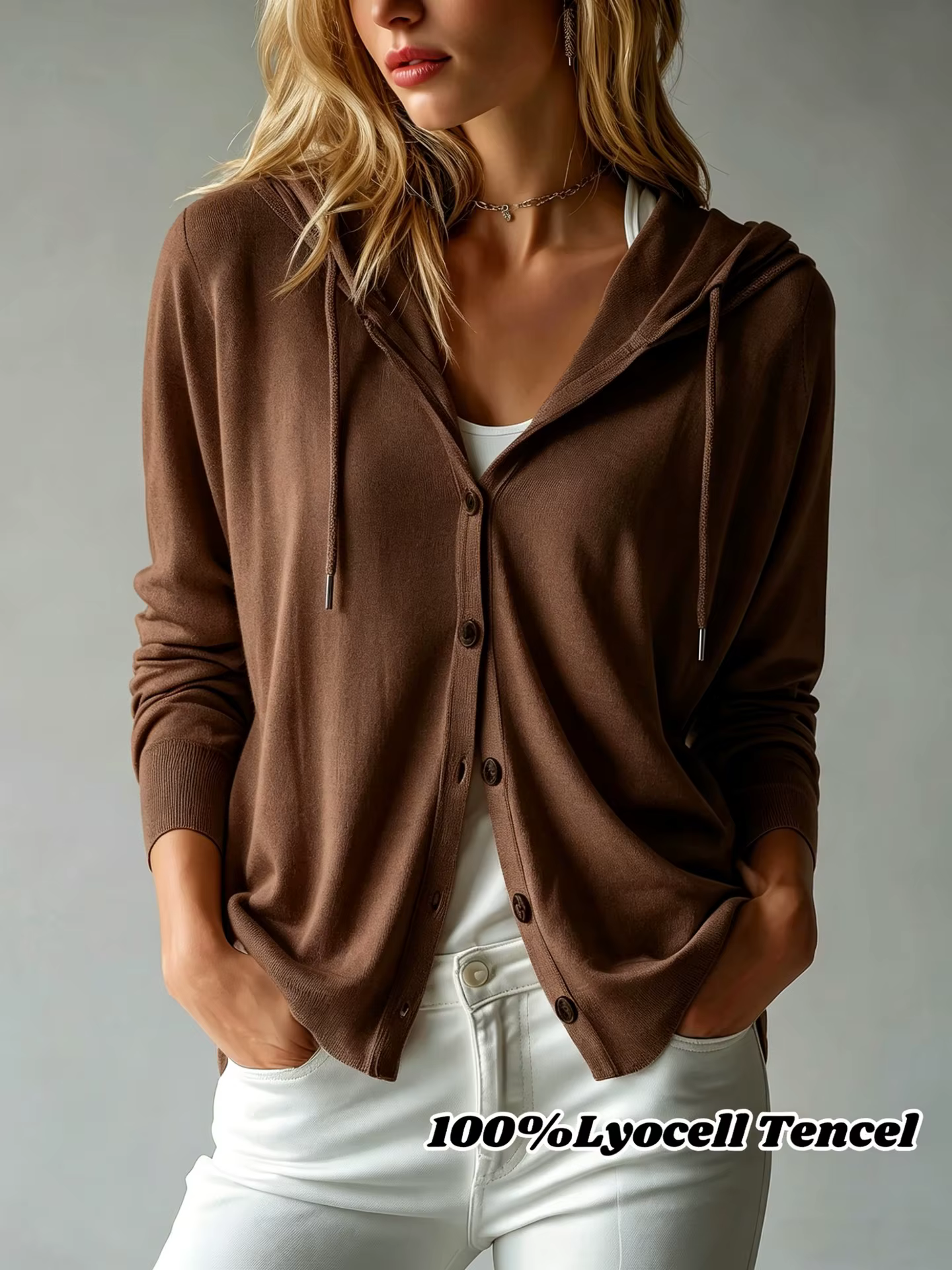 Nouveau cardigan tricoté à capuche multicolore pour femme 2026