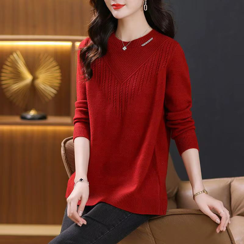 Pulls Femmes tricots haut col rond à manches longues pull Blouse printemps automne Femme