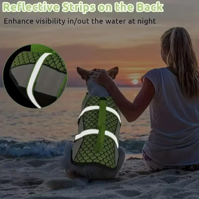 Gilet de sauvetage pour chien requin, flottabilité améliorée, vêtements de natation pour petits chiens, gilet de sécurité avec poignée pour Costume de surf pour chien de taille moyenne et grande