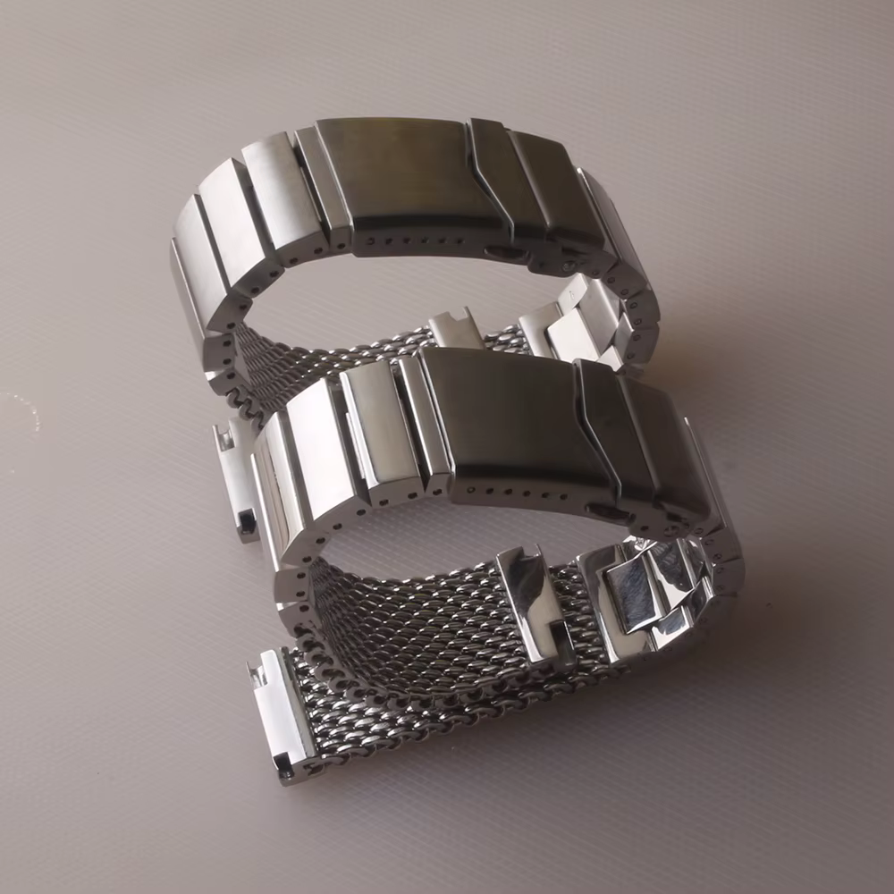Bracelet de montre en maille pour hommes, accessoires de montre mécanique ThUNICEF, bracelet de sécurité, fermoir de déploiement, compatible avec Omega Breitling, 20mm, 22mm, nouveau