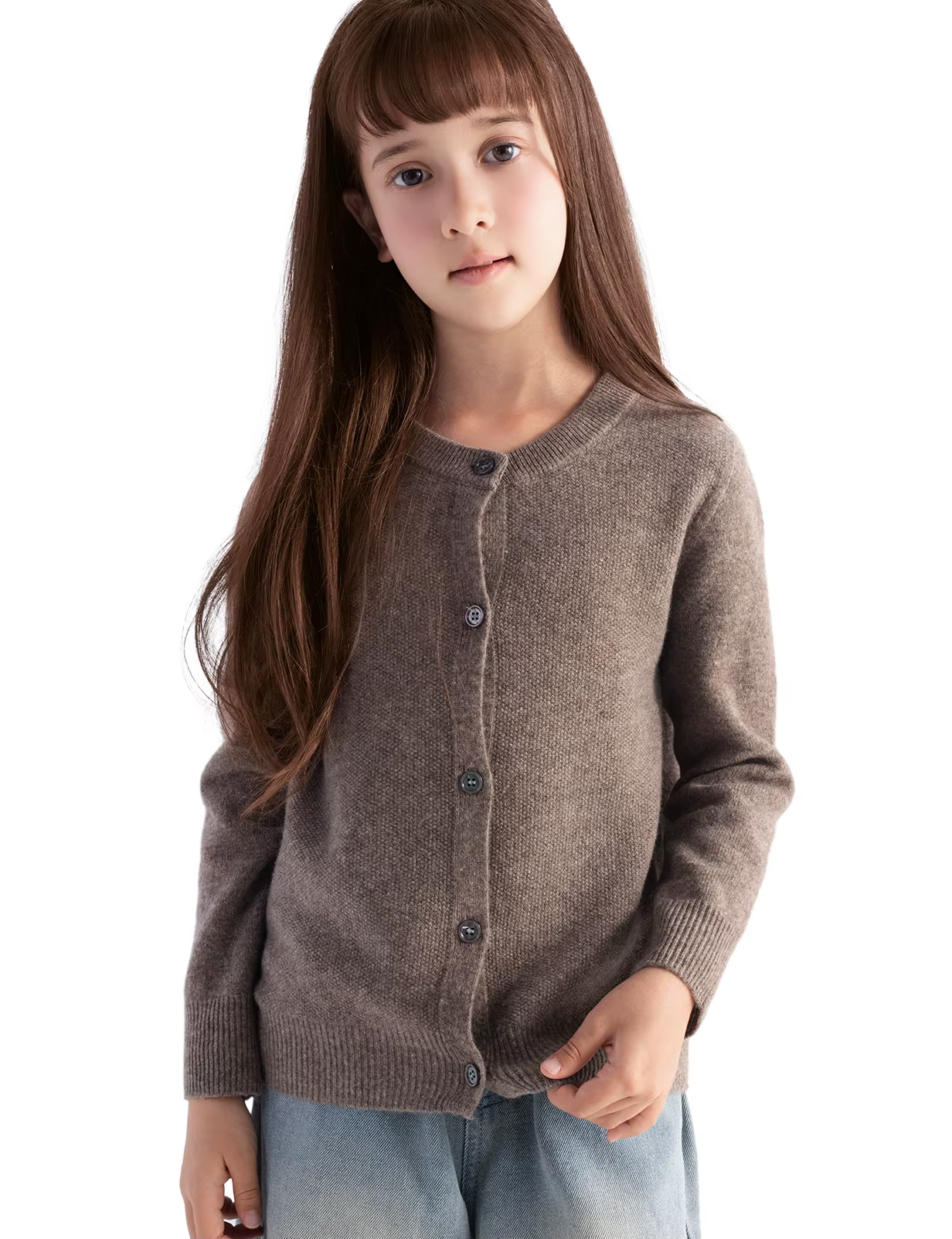 Cardigan 100% laine mérinos pour garçons et filles, automne-hiver, col rond, manches longues, pull sans couture, haut pour enfants, manteau en laine