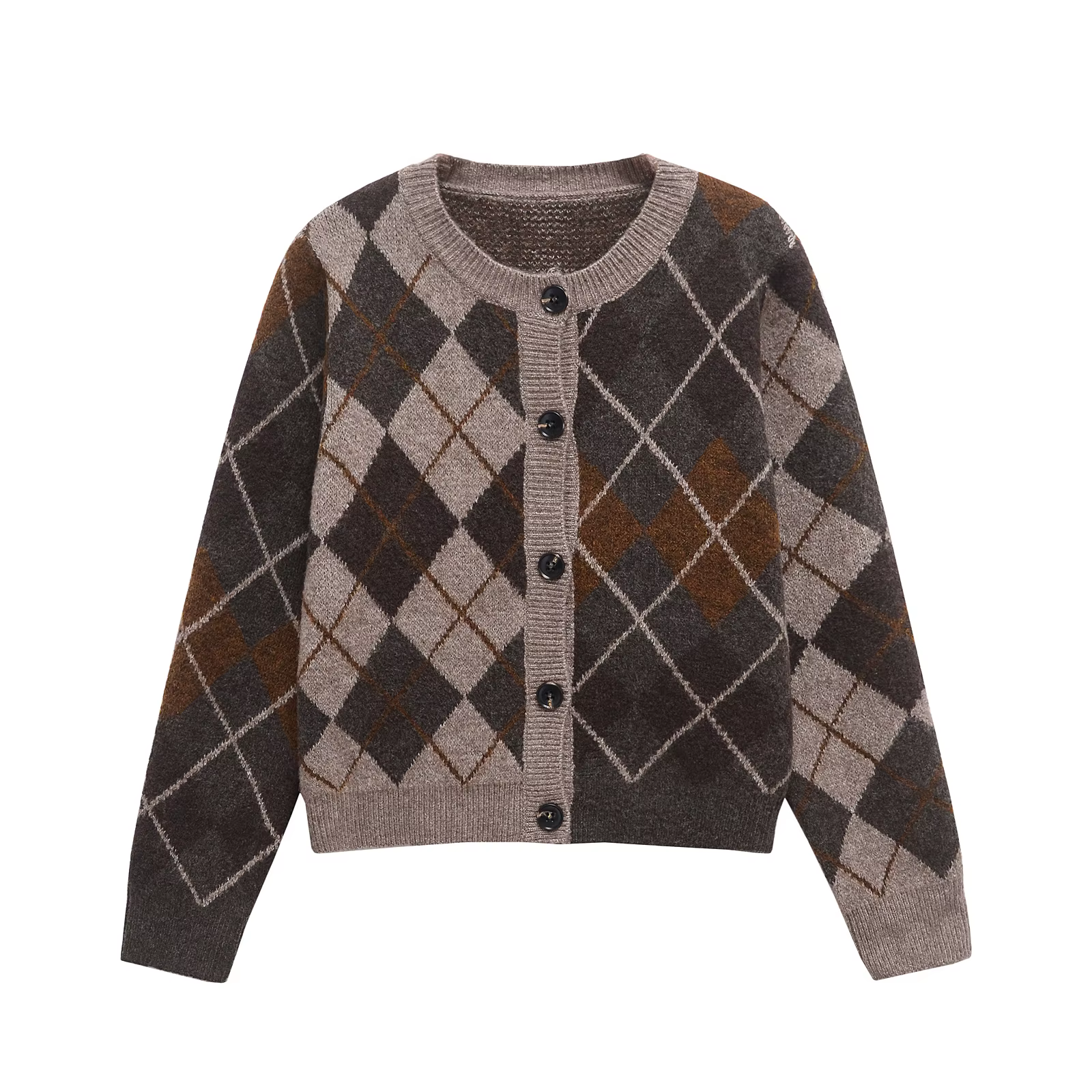 Femmes tricoté Cardigan pull pour femmes automne hiver diamant motif à manches longues simple boutonnage femme tricot manteau 2756124