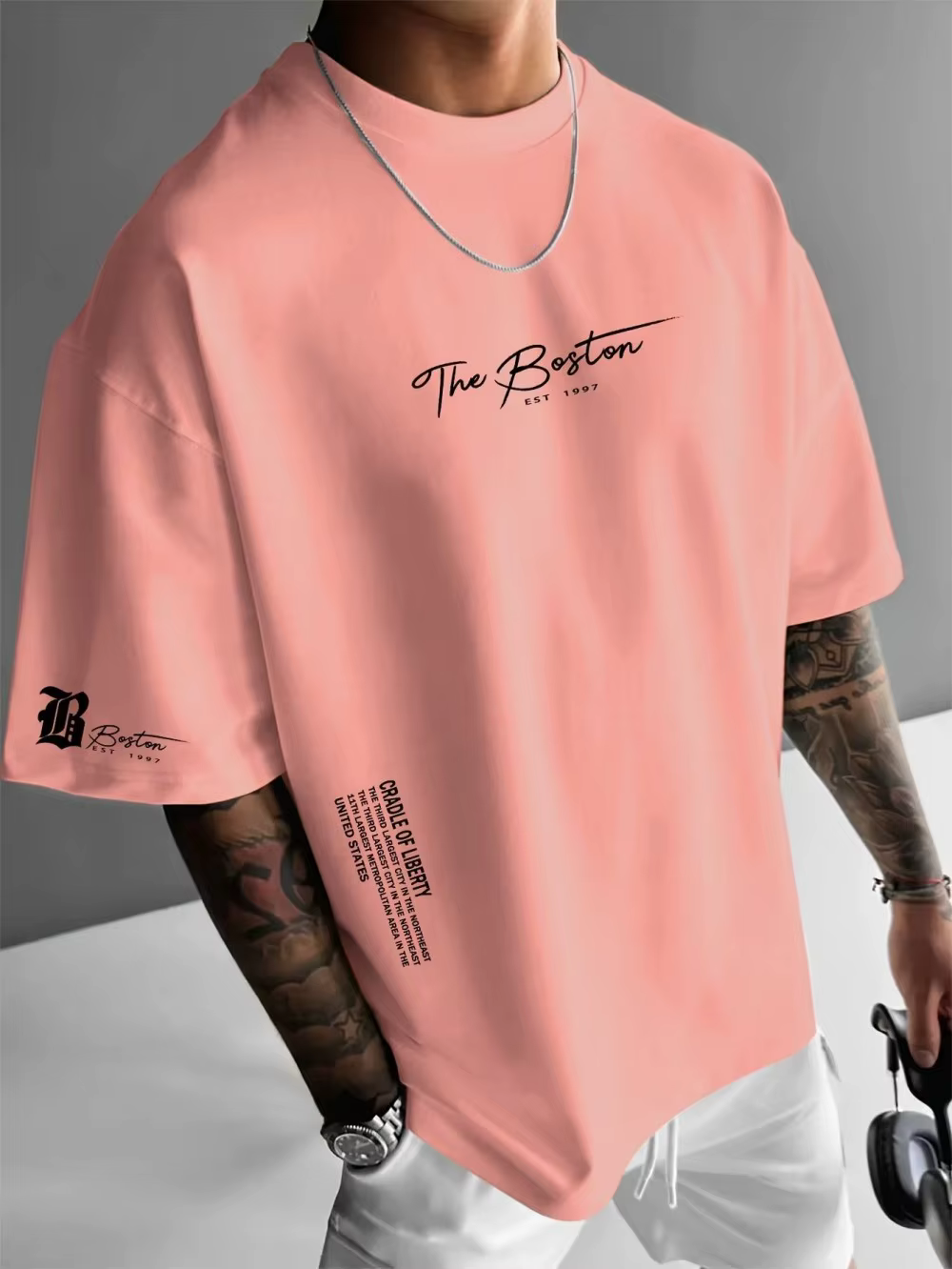 T-shirt décontracté pour homme à col rond, confortable et respirant, avec motifs lettrés, adapté aux activités de plein air