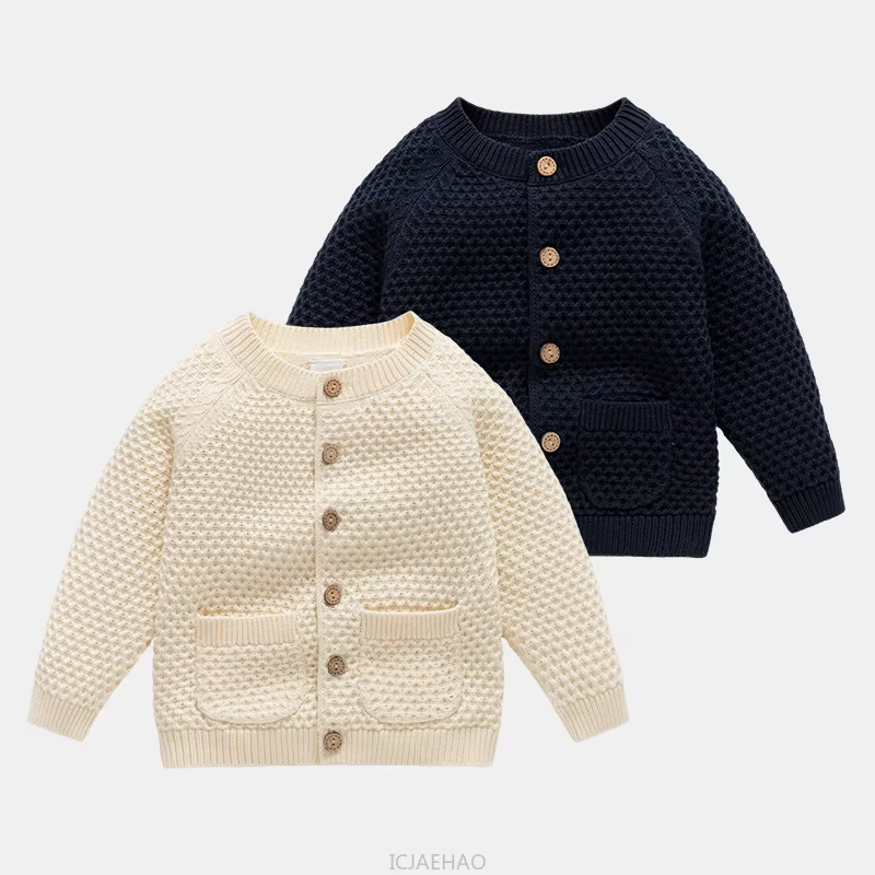 Pull en tricot pour garçons, veste pour enfants, Cardigan à col rond, tenue décontractée, Style Simple, Costumes assortis, automne et hiver, 2025