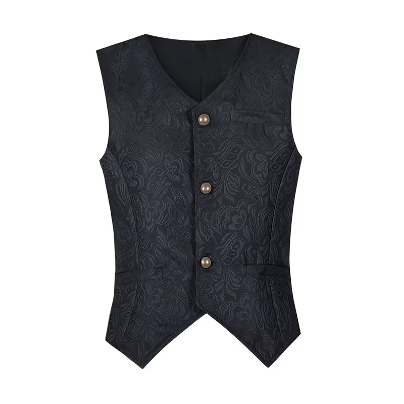 Gilets pour hommes style médiéval, costume vintage, gilet sans manches, costume de scène vintage européen, costume d'Halloween, ensemble veste gothique