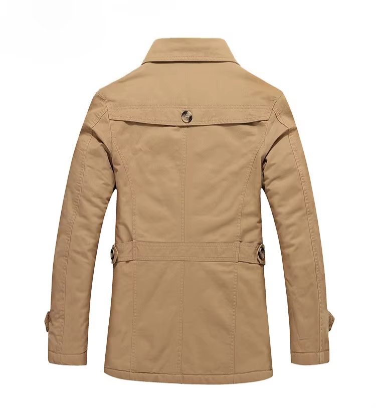 Veste doublée polaire à manches longues pour hommes, manteau chaud à col de nouveau style d'hiver, disponible en noir, bleu, kaki et vert armée.