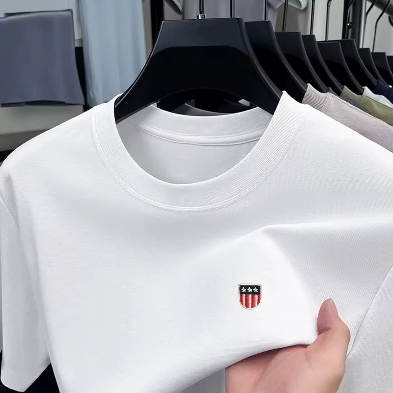 T-shirt à manches courtes et col rond pour hommes, marque haut de gamme, imprimé, en coton, confortable, respirant, décontracté, grande taille, été
