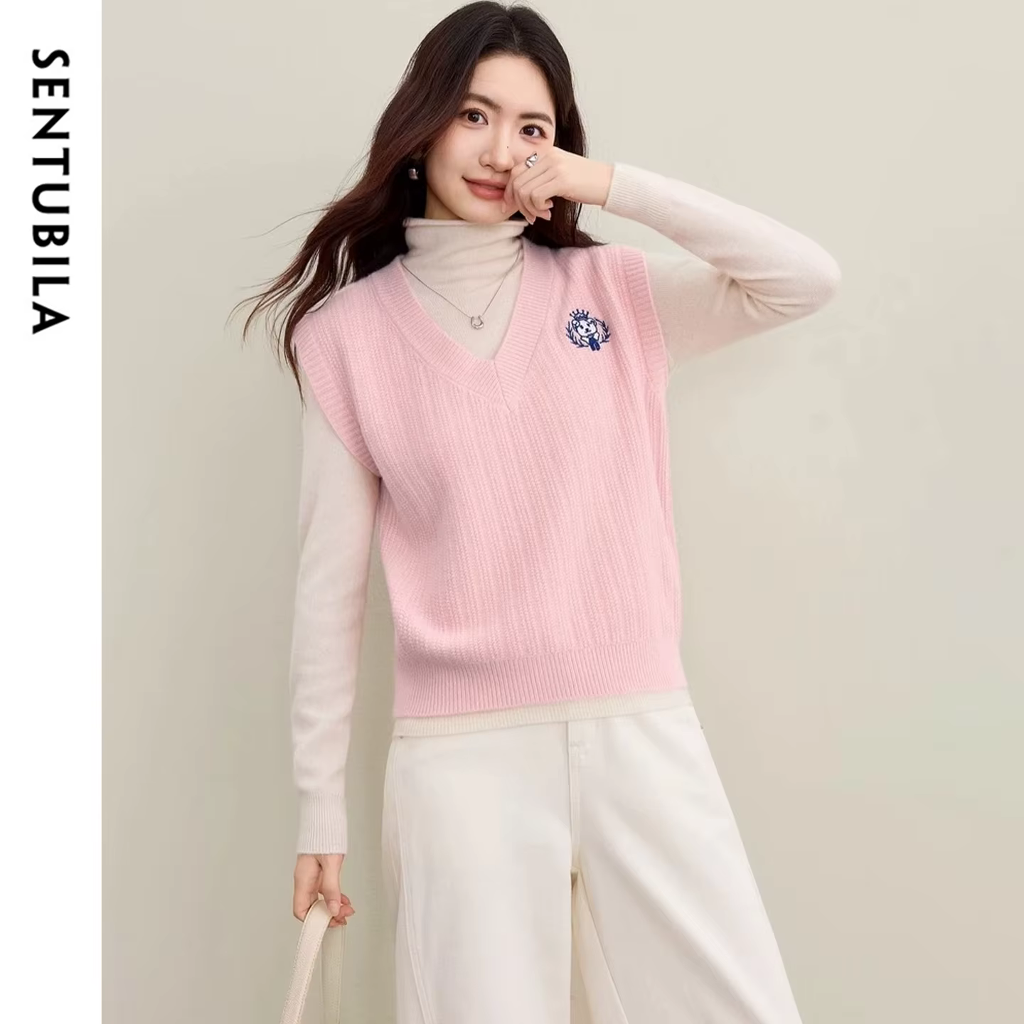 Gilet pull sans manches style universitaire pour femme SENTUBILA