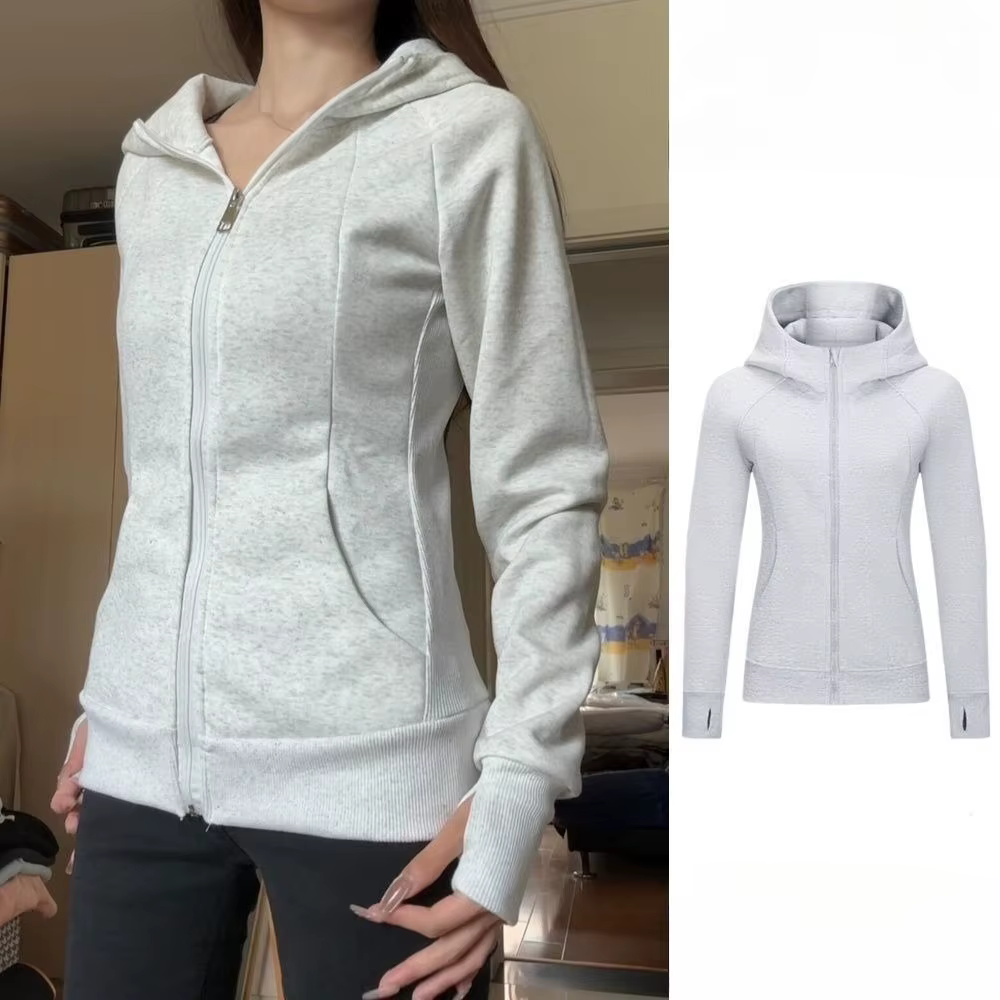 Pull à manches longues en polaire blanc et gris pour femme