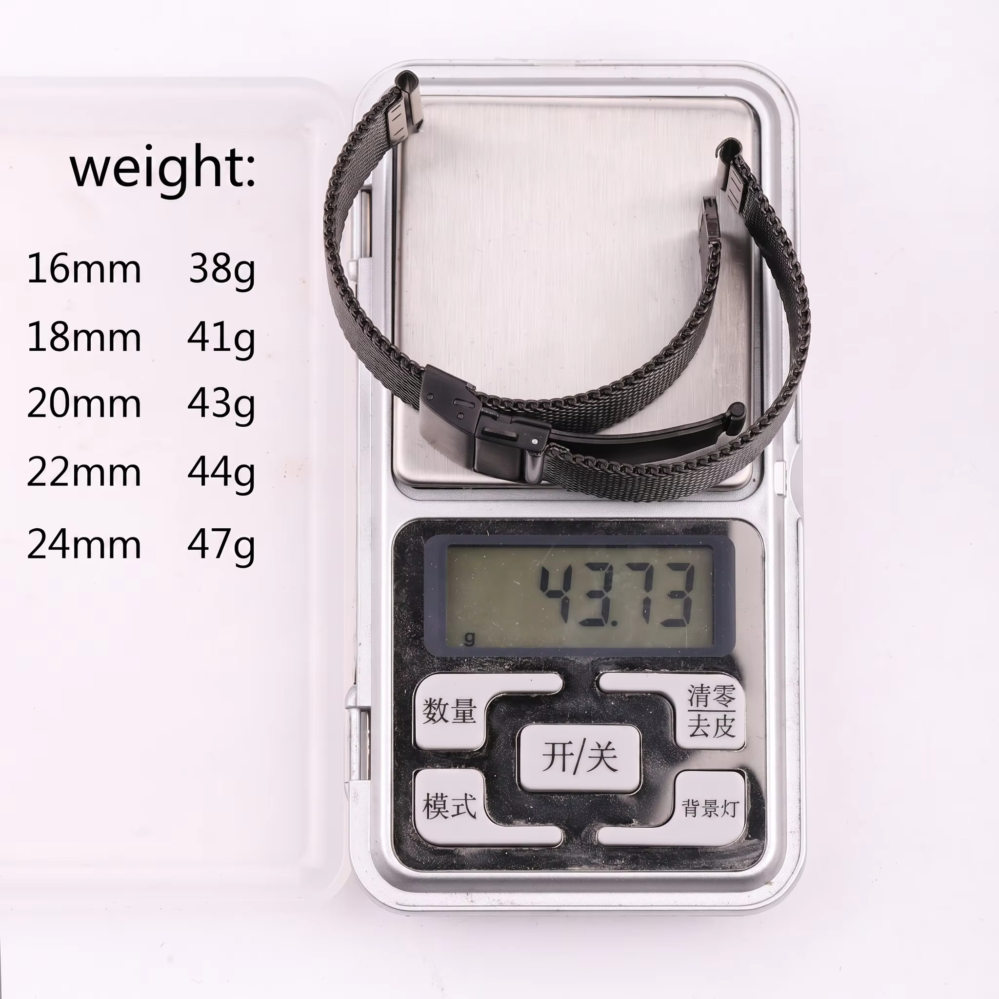Bracelet de montre en maille milanaise, en acier inoxydable, argent, noir, fermoir à déploiement, 16mm, 18mm, 20mm, 22mm, 24mm