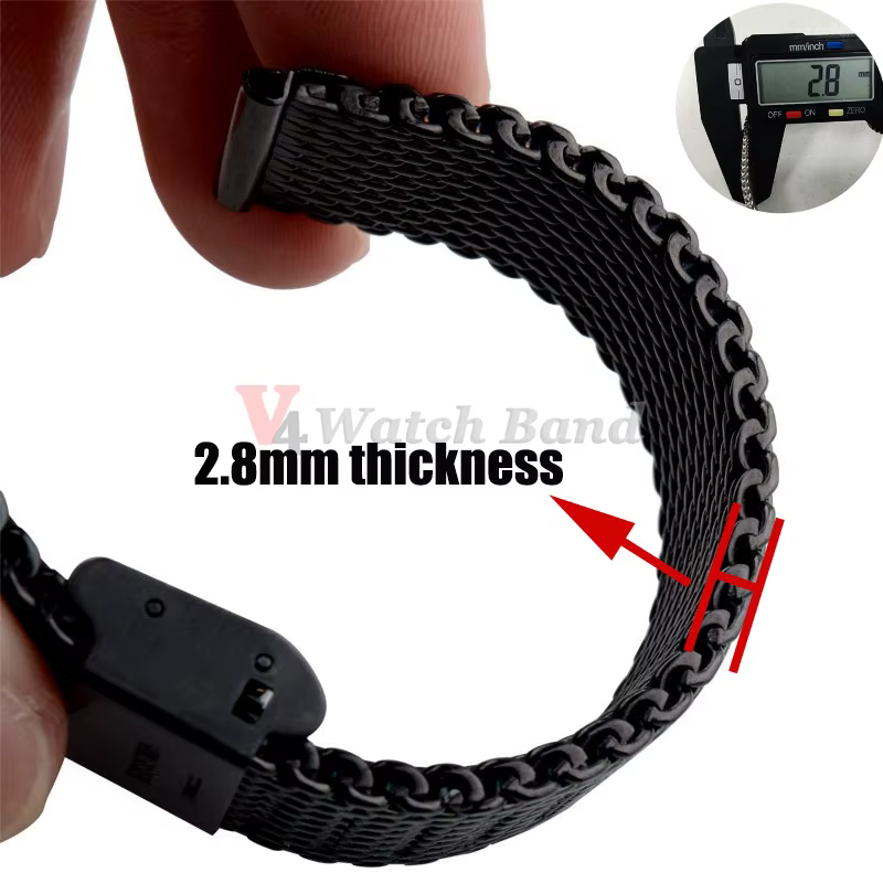 Bracelet milanais en maille 1.0 pour Seiko, 18mm 20mm 22mm 24mm, Bracelet à dégagement rapide pour DW, Bracelet en maille en acier, accessoires de montre pour hommes