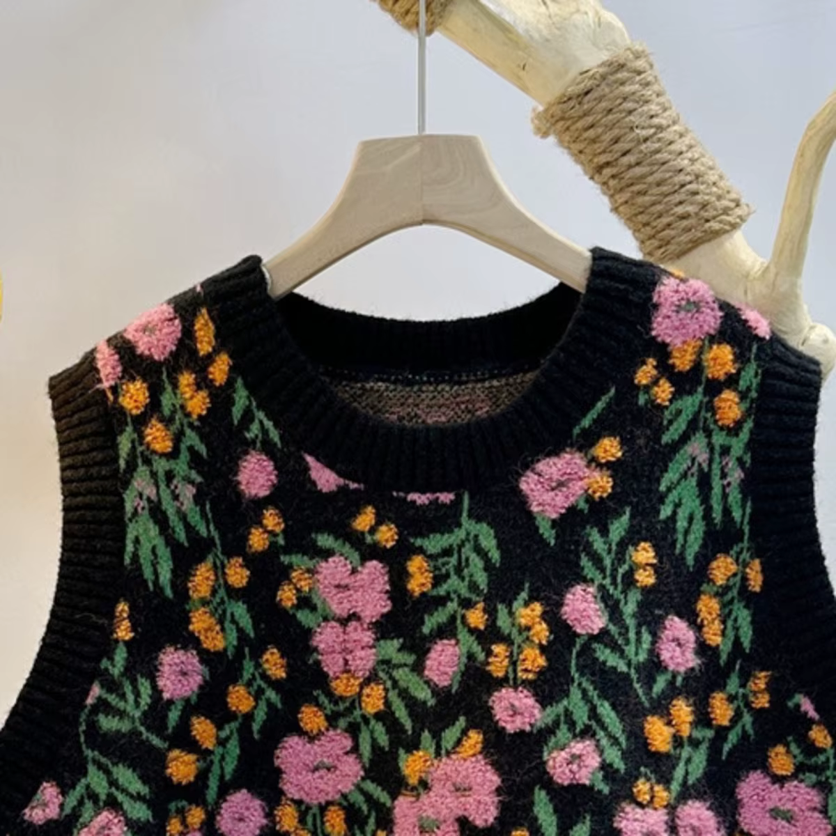 Style coréen rose fleur de pêcher tricoté gilet pour les femmes mode