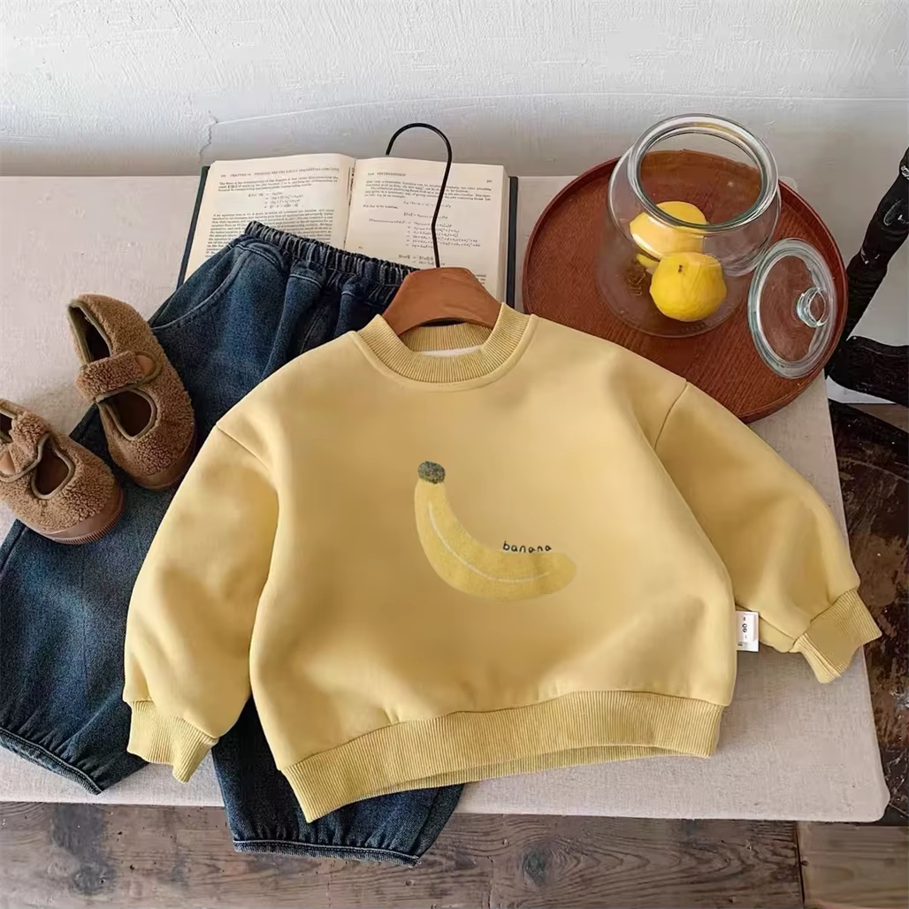 Sweat-shirts jaunes et blancs pour bébés filles, nouveaux vêtements de printemps, pulls à col rond, hauts décontractés et amples à manches longues pour enfants