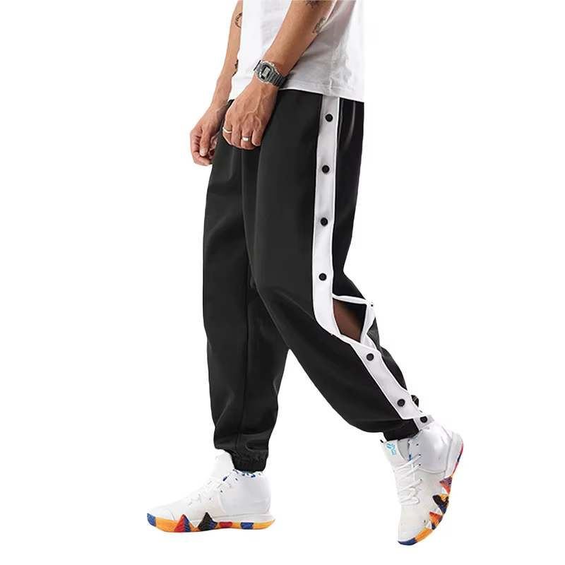 Pantalons de survêtement pour hommes, vêtements de sport, de Jogging, de Fitness, décontractés, en maille ample, à séchage rapide, respirants, design à boutons latéraux