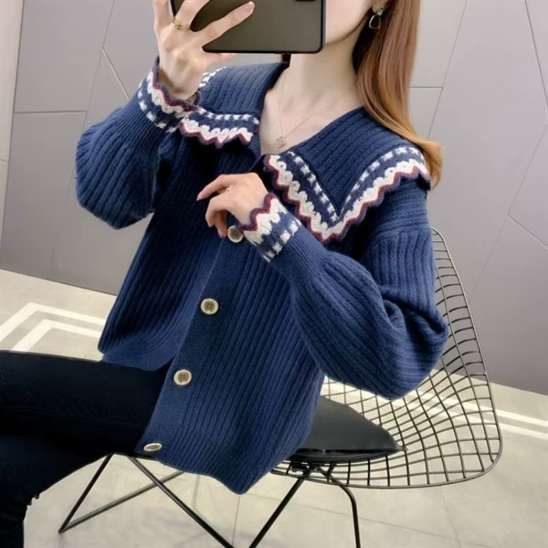 Cardigan Femme Élégant Style Coréen Mode Automne Hiver Coupe Ample Décontracté Rouge Occasions Spéciales