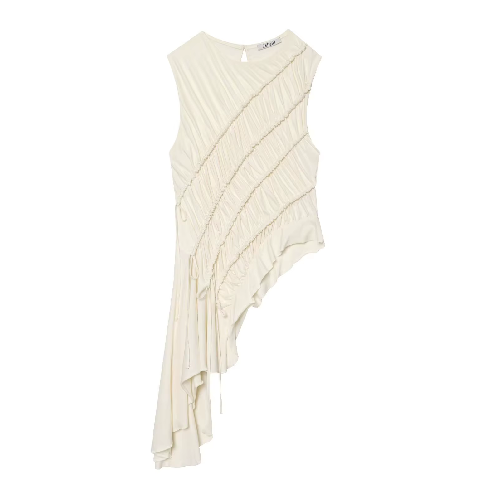 Gilet plissé asymétrique sans manches