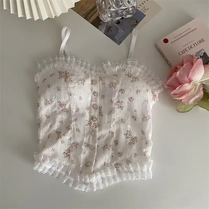 Gilet floral sexy en dentelle française avec un beau dos enveloppé autour d'un