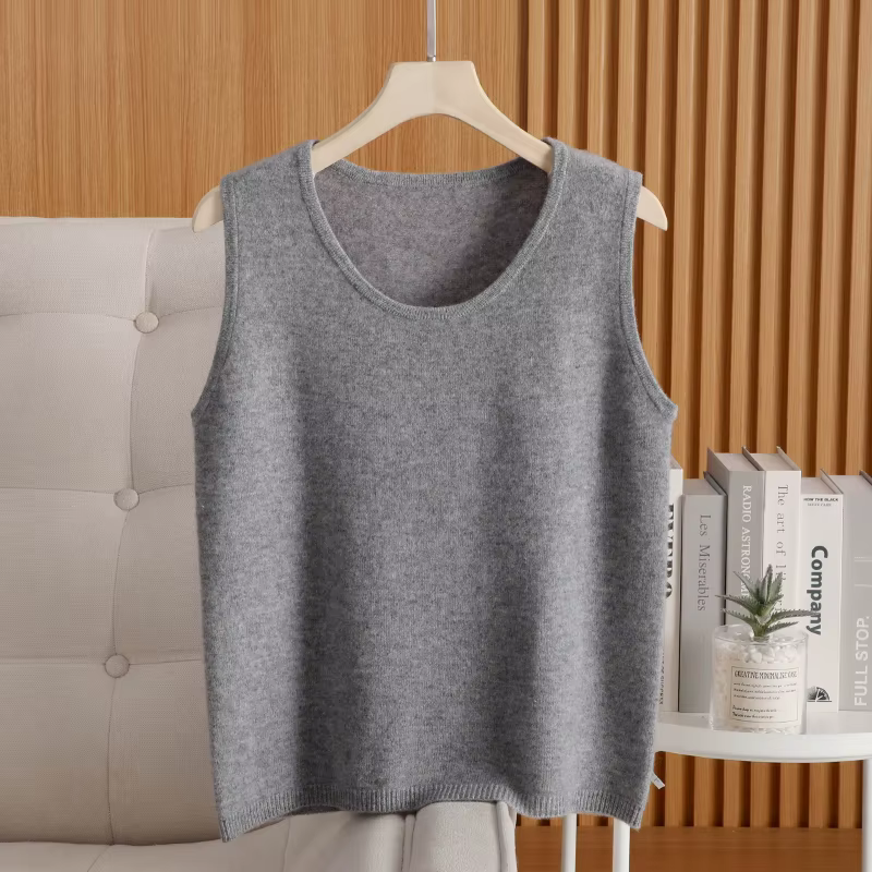 Gilet en laine à col rond pour femme