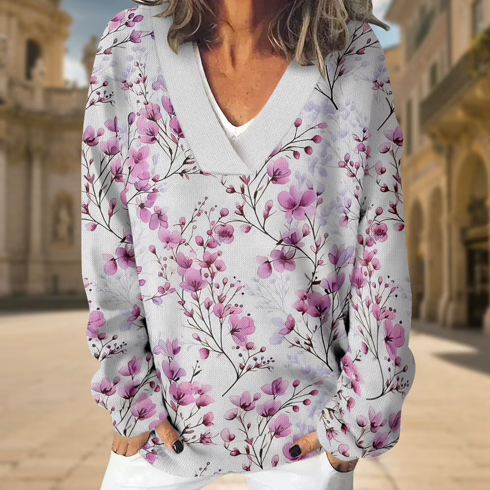 Sweat-shirt à col en v pour femmes