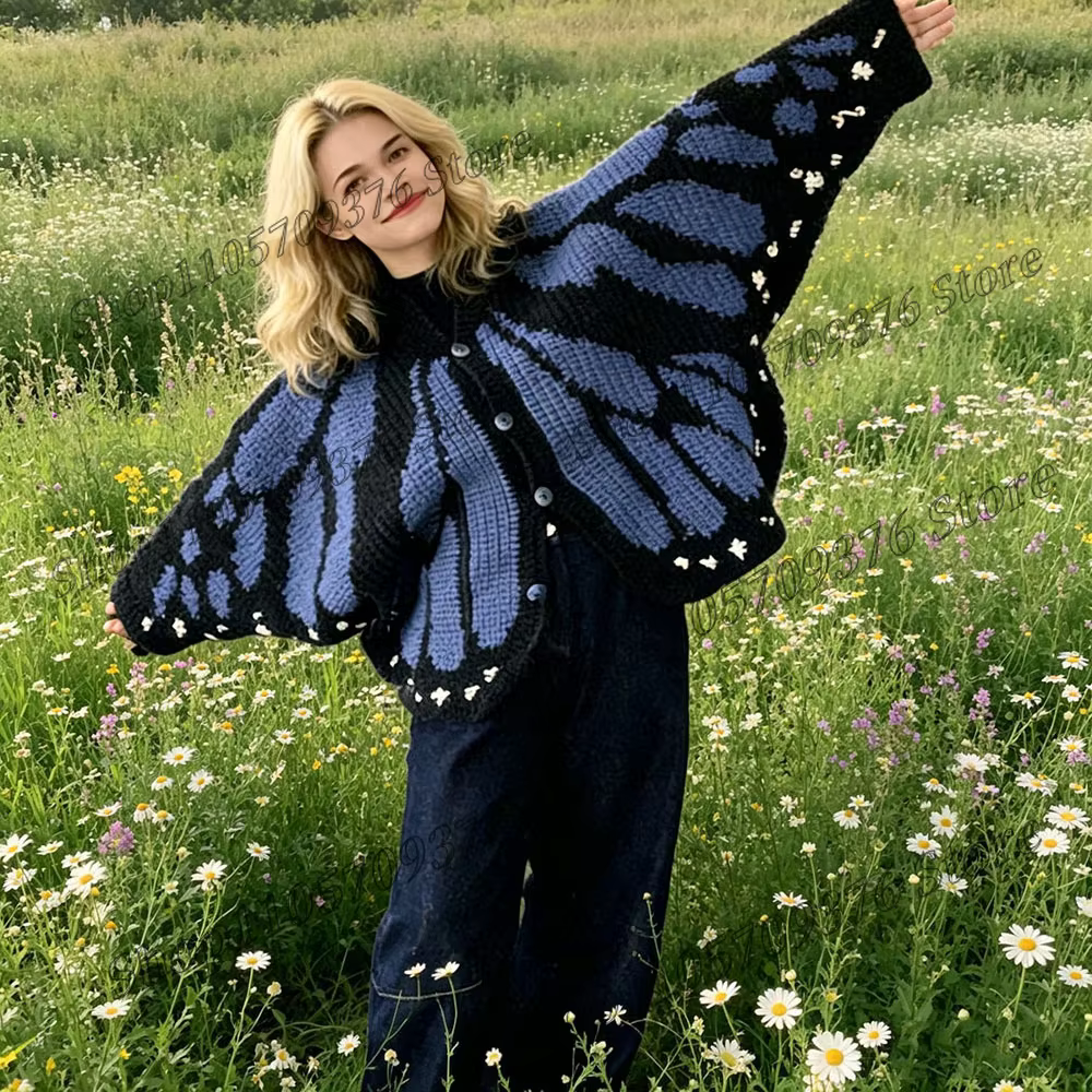 Nouveau cardigan en tricot papillon 2026 – Pull doux