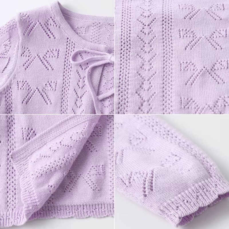 Pull en tricot avec nœuds et rubans pour filles