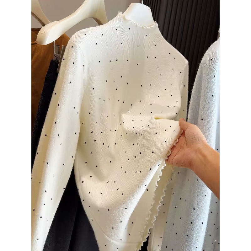 Pull à pois femmes à manches longues