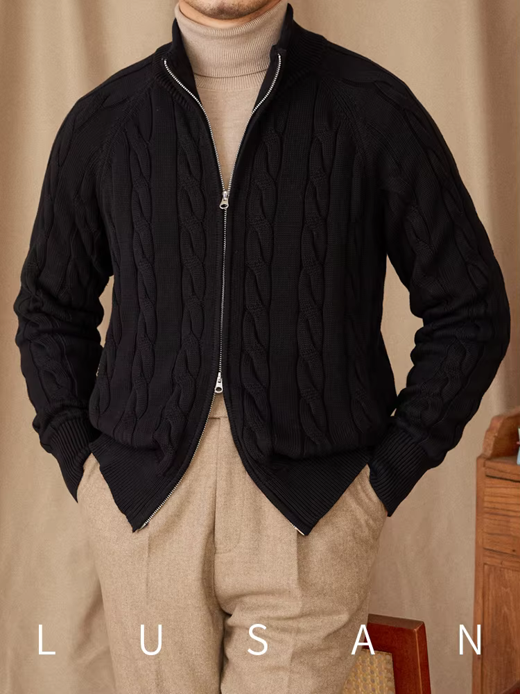 Cardigan britannique tricoté en pur coton