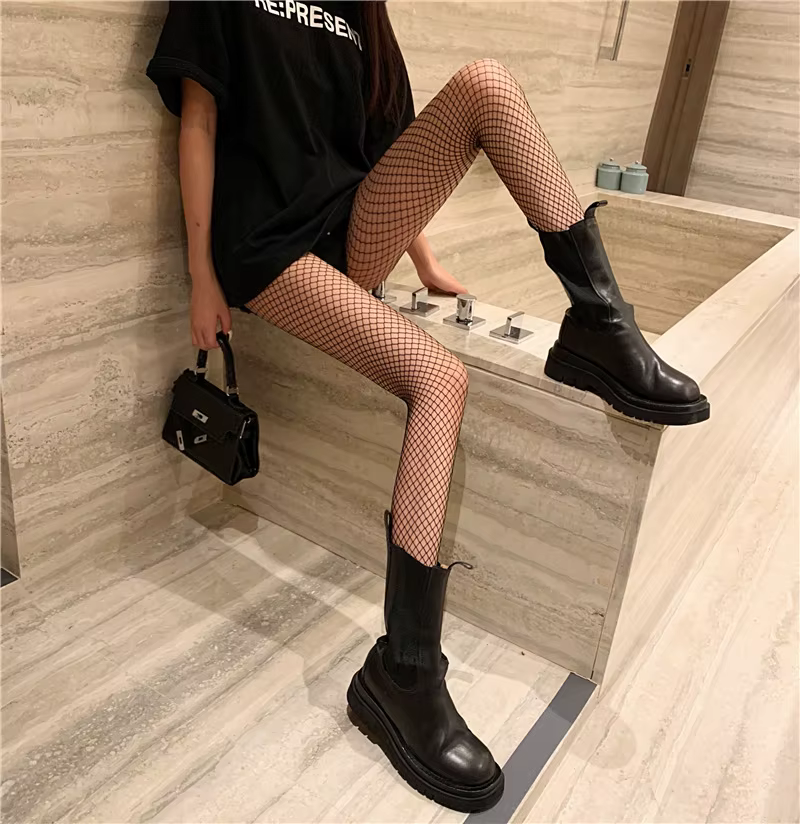 Collants résille longs sexy pour femme, bas résille en nylon, lingerie noire, bas cuissardes taille haute pour l'été