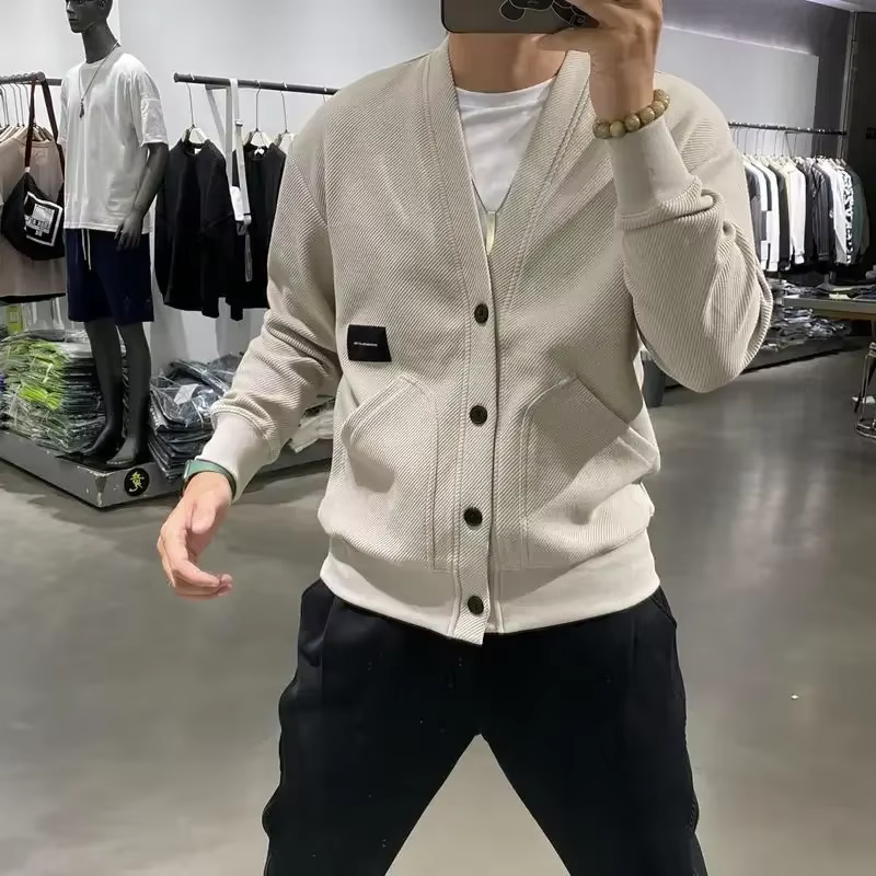 Vêtements pour hommes icône col en V Cardigan pull en tricot homme avec poches pulls hauts produits les plus vendus 2025 nouveau dans les tricots A X