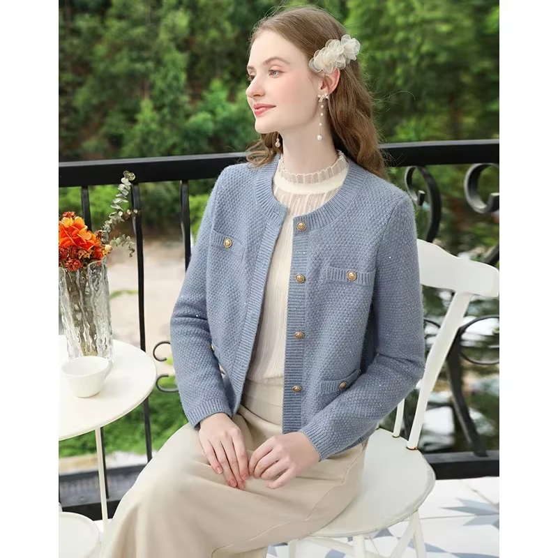 I BELIEVE YOU-Pull cardigan en tweed pour femme