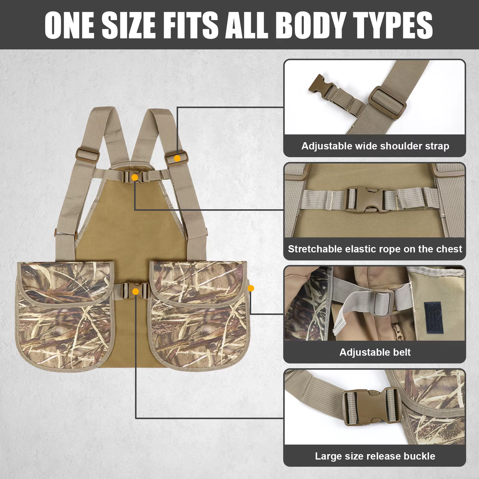 Gilet de camouflage pour la chasse et la pêche en plein air, adapté à différents environnements, avec des motifs de feuilles camouflage uniques
