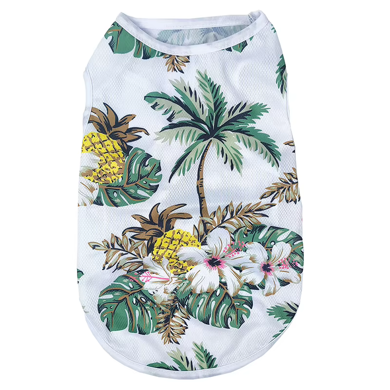 Gilet pour animaux de compagnie, Costume pour petits et moyens chiens, T-shirt d'été respirant imprimé d'île, vêtements de voyage en plein air pour chaton et carlin