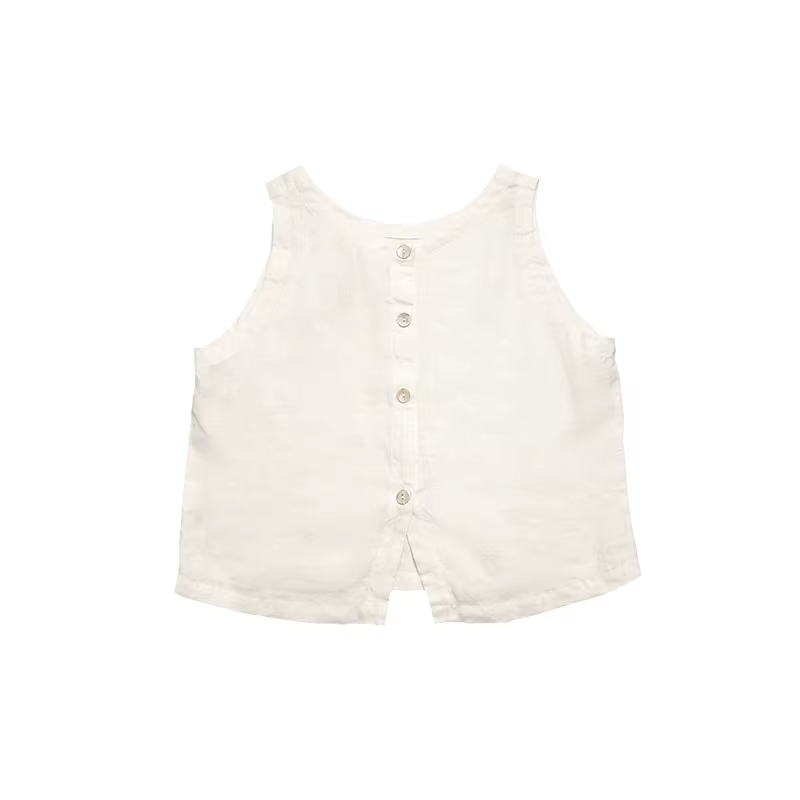 Gilet en lin premium, double face, coupe courte, style décontracté, sans manches, pour femme