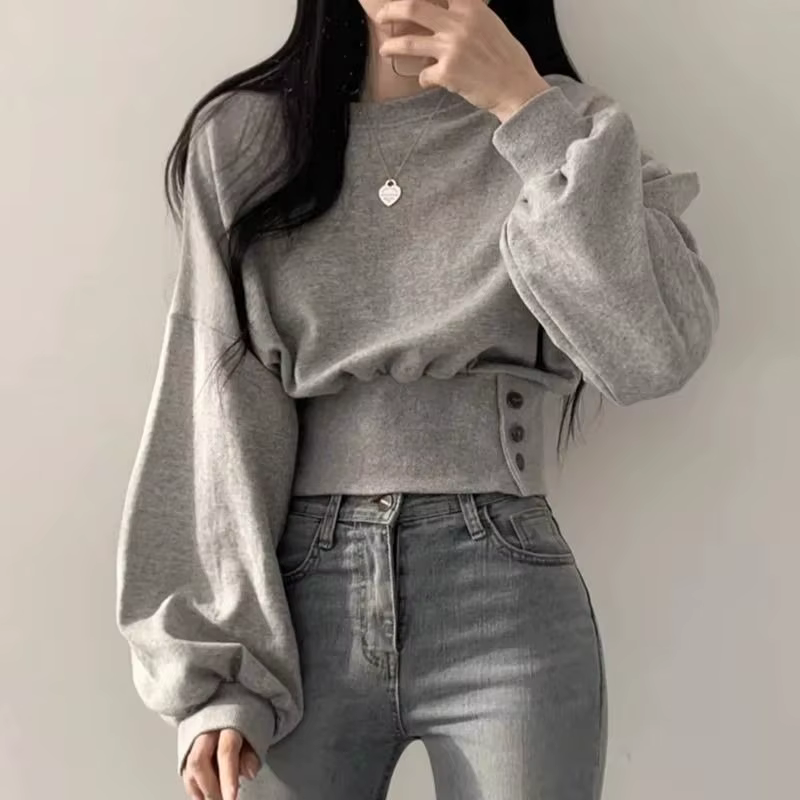 Pull uni pour femme, haut esthétique basique