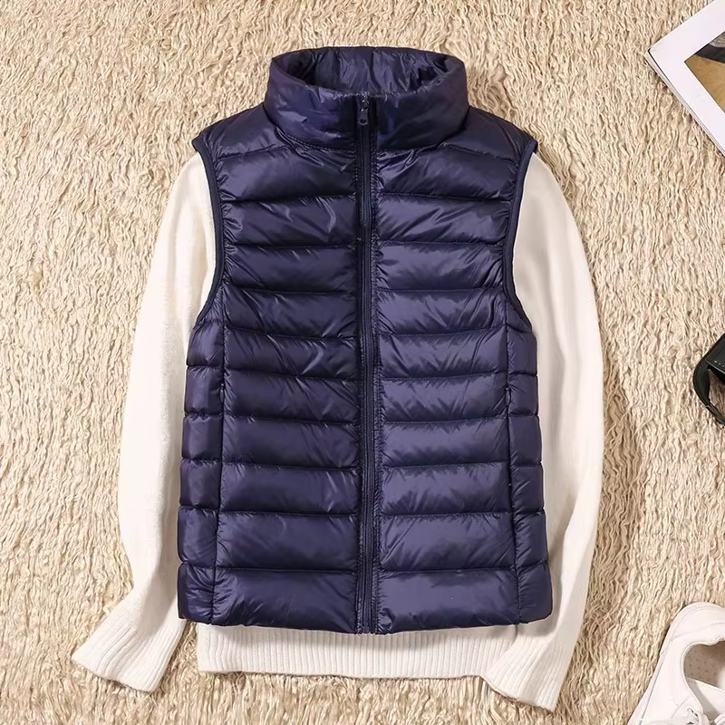 Gilet sans manches polyester mince décontracté pour femmes, chaleur enveloppante automne hiver, fermeture éclair, tricoté, coupe ample, occasions spéciales