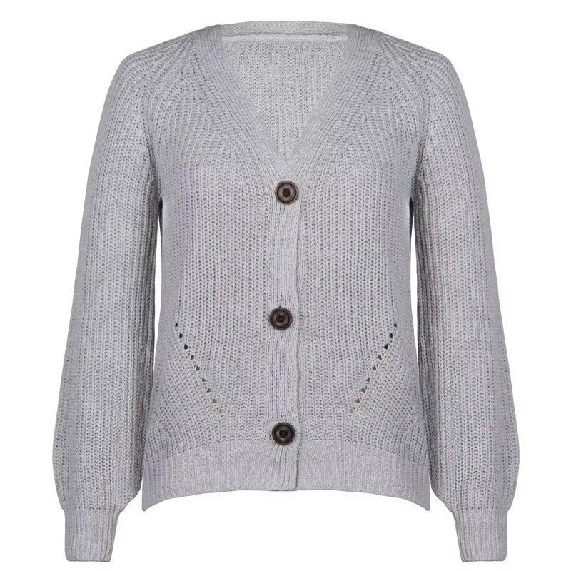 Pull décontracté pour femme avec boutons de couleur unie en automne et en hiver 2025