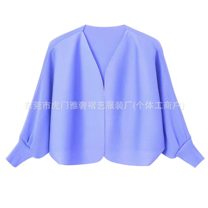 Cardigan Plissé Miyake pour Femme Élégant, Décontracté, Unicolore, Coupe Amples et Courtes Occasions Spéciales Printemps Et Été
