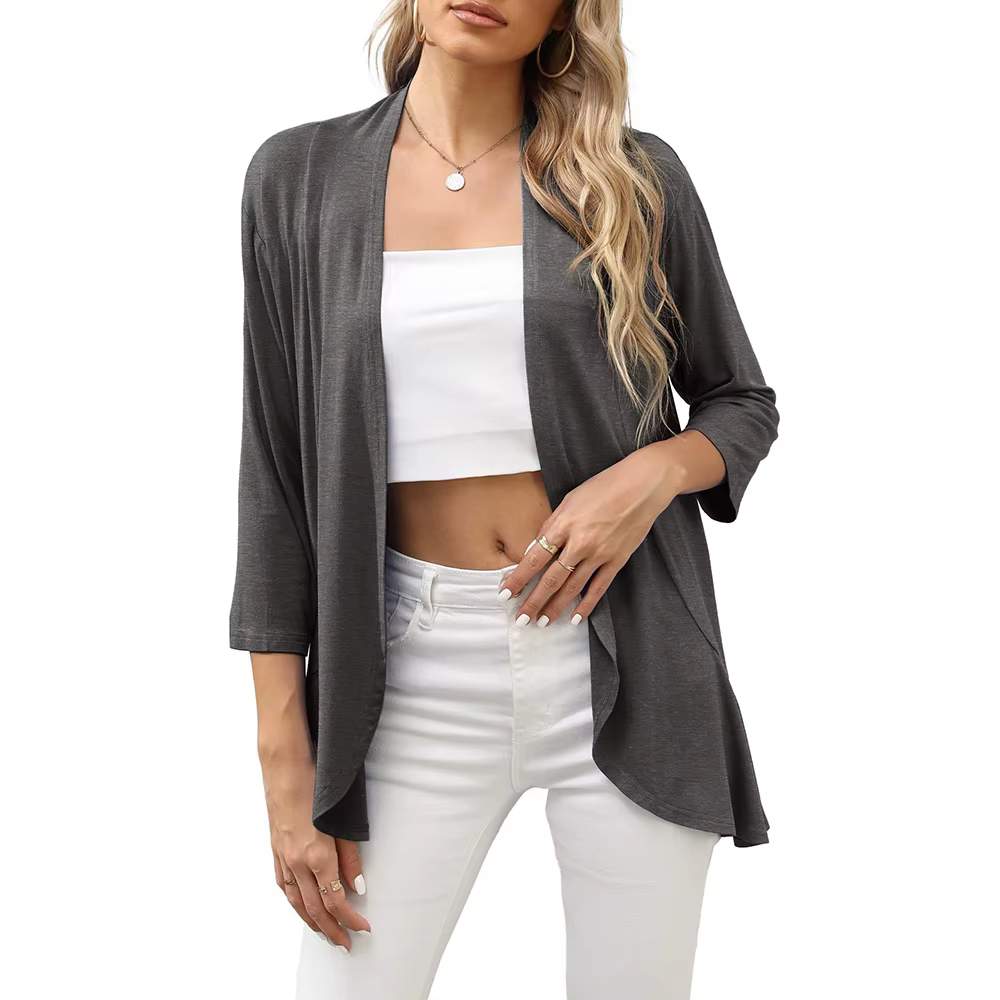 Femmes mode Cardigan printemps couleur unie