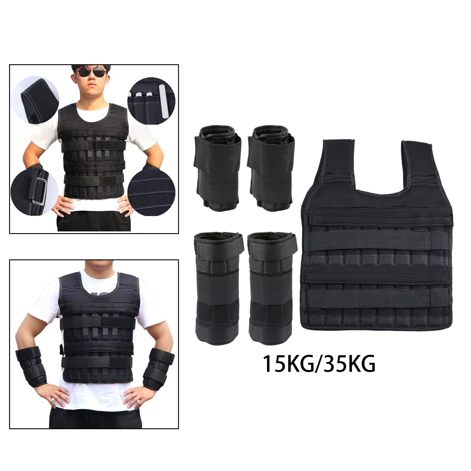 Gilet lesté, bracelet lesté, gilet de poids pour la course et la marche