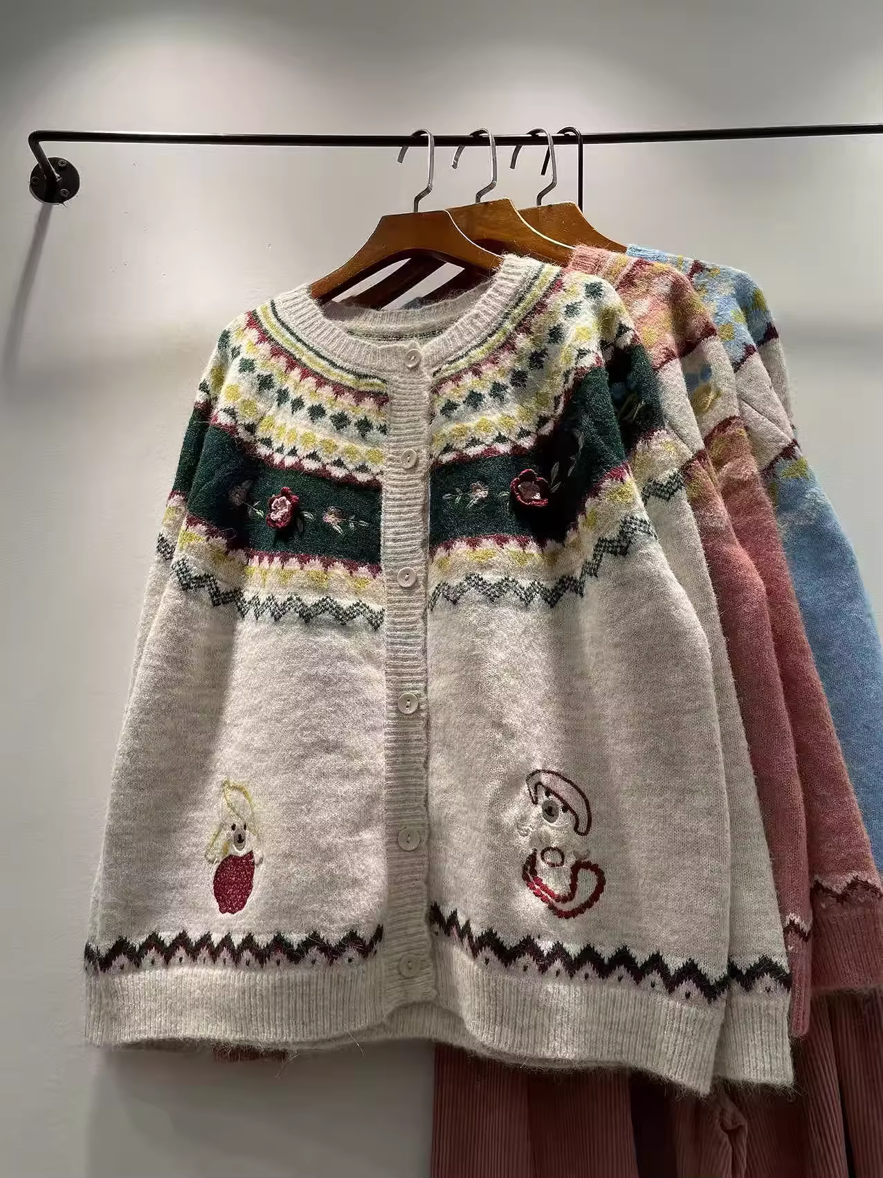 Cardigan de Style japonais pour femmes automne hiver Beige bleu rouge rose pull