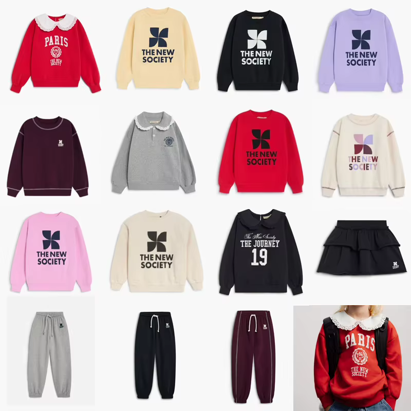 Ensemble sweat-shirt et pantalon décontracté en coton pour enfants américains, collection Hiver 2026, pour filles et garçons, vêtements d'extérieur