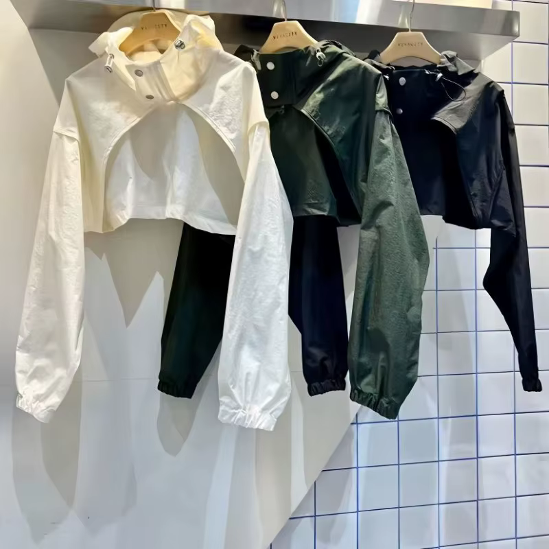 Vestes courtes à capuche pour femmes, ample, Vintage, mode petit ami, tout-assorti, sport, loisirs, résistant au soleil, vêtements unisexes Y2k, confortable et Chic Ins