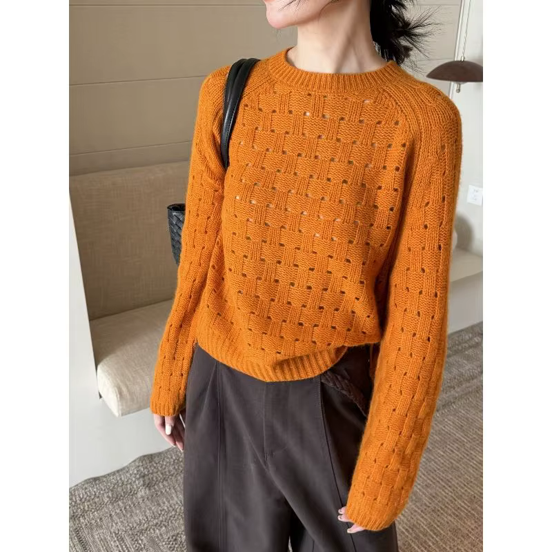 Pull en maille à lacets à manches longues pour femme - Collection Automne 2026 - Style décontracté et polyvalent