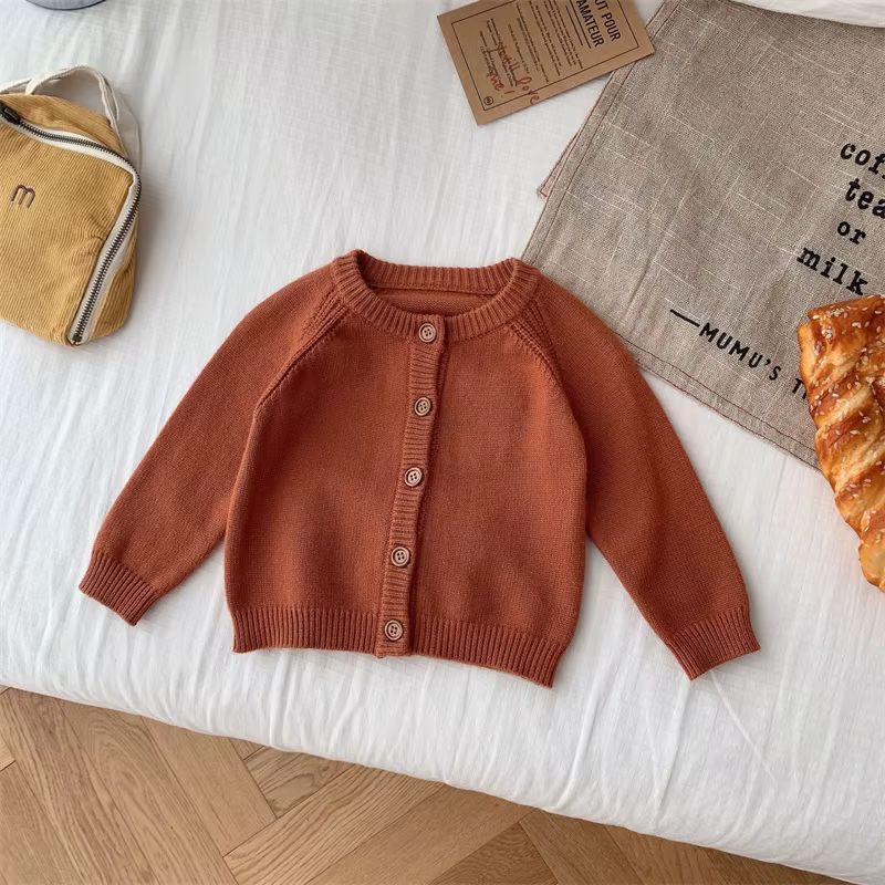 Pull en tricot pour enfants de 0 à 5 ans, Cardigan d'automne pour garçons et filles, manteaux décontractés de couleur unie, à la mode, nouvelle collection printemps