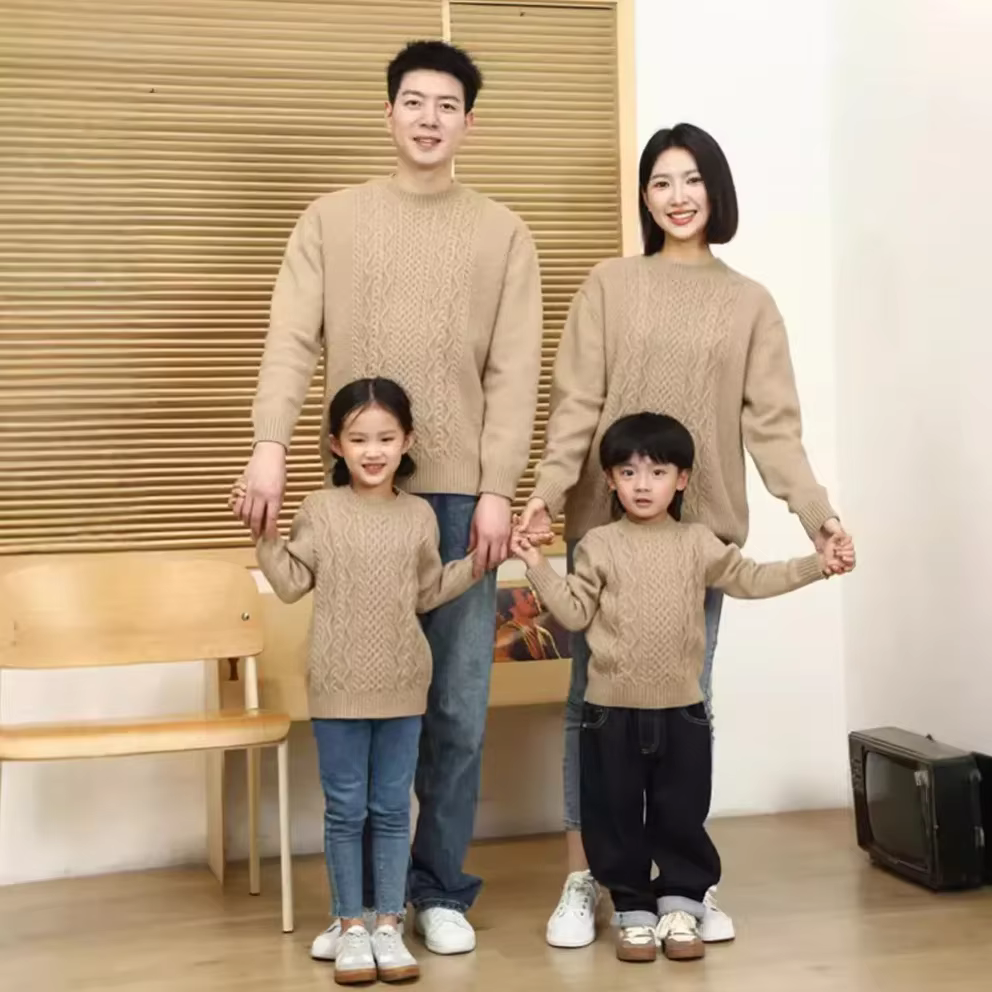 Pull d'hiver en tricot à manches longues pour parents et enfants